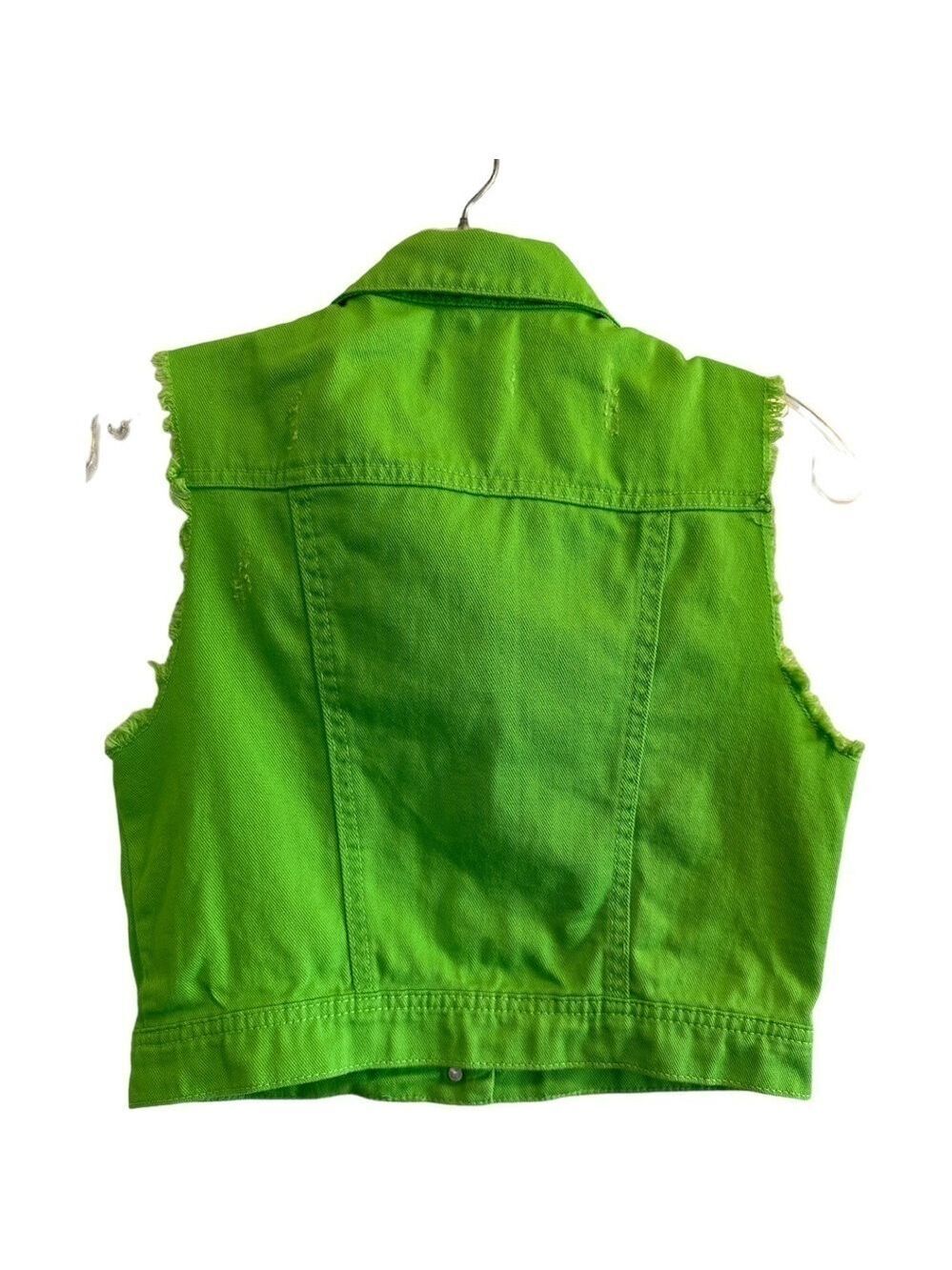 Dream Out Loud Distressed Vest Girl’s Medium Lime Green 100% Cotton Casual Vest - Picture 4 of 16
